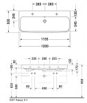 DURAVIT - Happy D.2 Dvojumyvadlo 120x51 cm, s přepadem, 2 otvory pro baterie, bílá 2318120024