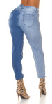 Sexy Highwaist Bi-Color Mom Jeans Použitý vzhled denimblue