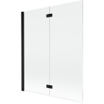 MEXEN - MIST vanová zástěna 140x150 cm 6mm 2-s, černá, čirá, levá 8A9-140-002-70-00-L