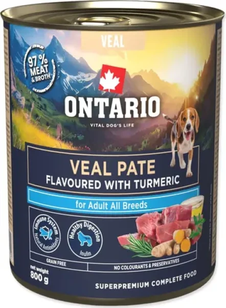 Ontario Adult telecí paté s kurkumou / Konzerva / 800 g / Superprémiové krmivo pro psy (214-859952)