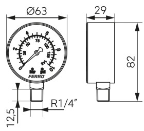 Manometr 1/4" 0-10 bar M6310R
