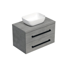 Koupelnová skříňka s černou úchytkou a krycí deskou SAT Cube Way 80x47,5x46 cm beton mat CUBE46C803BE45 CUBE46C803BE45