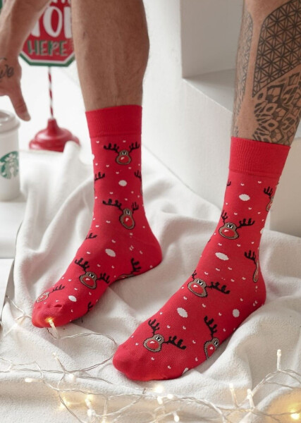 Milena 1290-021 Vánoční ponožky pro muže 38-46 Ruda 42-46