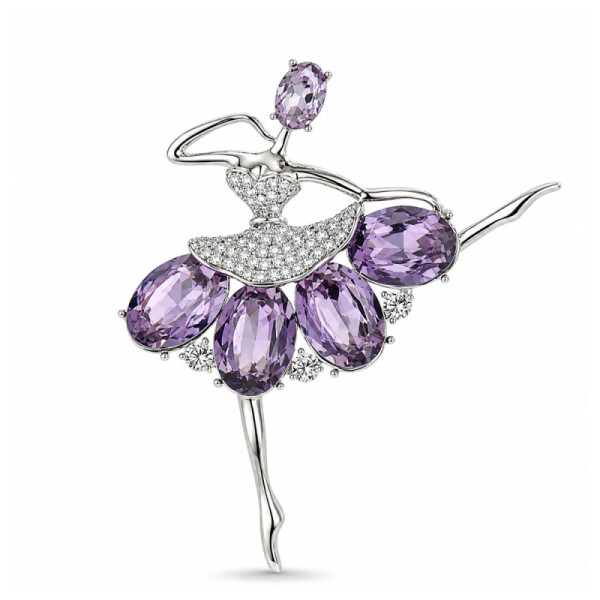 Brož Swarovski Elements Evelyne - baletka, Stříbrná