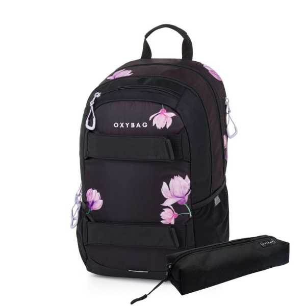 Studentský batoh + etue OXY Sport Flowers