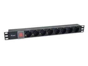Equip PDU 8x Schuko černá / Zásuvková lišta do racku / 1U / IEC C14 / vypínač / 10 A / 2500 W (333286)