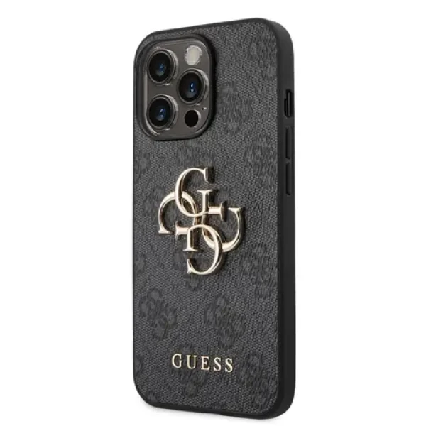 Pouzdro Guess PU 4G Metal Logo iPhone 14 Pro šedé