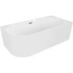 MEXEN/S - Gia volně stojící rohová vana reliéf pravá 150 x 75, bílá lesk, sifon a přepad růžové zlato 52701507500P-60