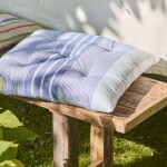 Ib Laursen Bavlněný sedák Blue / White stripes 50 × 50 cm, modrá barva, textil