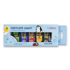 Cadence Cadence, 902256, sada akrylových barev se závěrečným lakem, 25 ml, základní odstíny, 7 ks