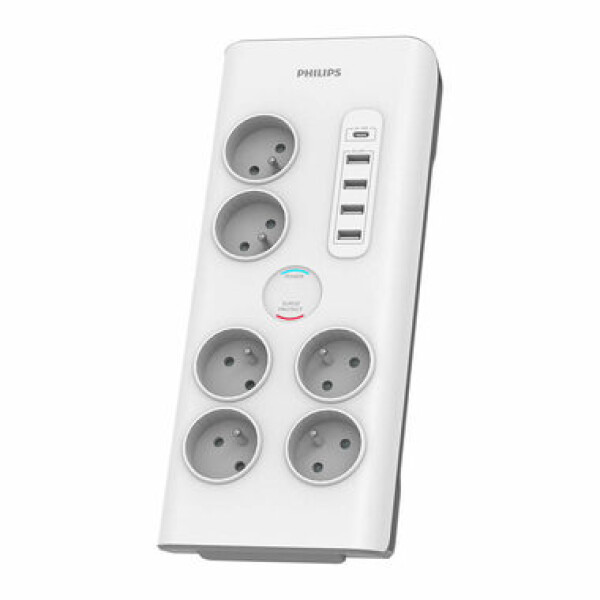 Philips SPN7060WA/60 bílá / Přepěťová ochrana / 6 zásuvek 4x USB-A 1x USB-C (SPN7060WA/60)