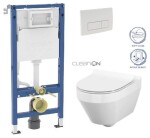 GEBERIT DuofixBasic s bílým tlačítkem DELTA51 + WC CERSANIT CLEANON CREA OVÁL + SEDÁTKO 458.103.00.2 51BI CR1