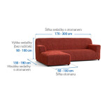 Bielastické potahy COSTINA měděná sedačka s otomanem vlevo (š. 170 - 300 cm)