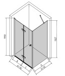 Erga Berlin, sprchový kout se skládacími dveřmi 110(dveře) x 70(stěna) x 195 cm, 6mm čiré sklo, chromový profil, ERG-V02-BERLIN-D110G070-CL-CR