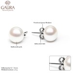 Náušnice s bílou 9.5-10 mm říční perlou Orlanda, stříbro 925/1000, Bílá