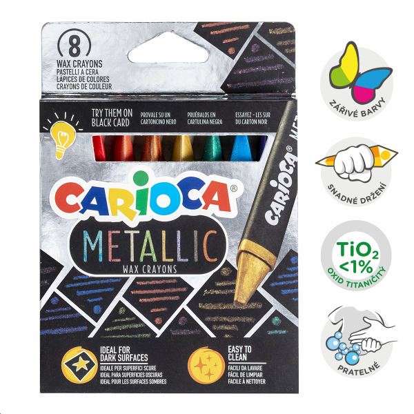 Carioca Carioca, I43163, sada ergonomických olejových pastelů/voskovek, metalické, 8 ks