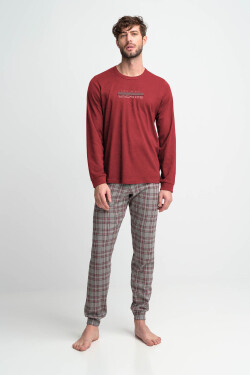 Vamp Pohodlné dvoudílné pánské pyžamo 15951 Vamp tm.šedá-vzor XXL