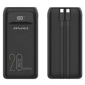 Awei P169K černá / Powerbanka / 20000mAh / 22,5W / LCD displej / USB-C a Lightning kabel (P169K)
