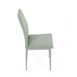 Židle jídelní, zelená látka, šedé kovové nohy