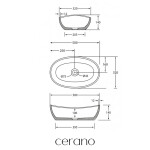 CERANO - Umyvadlo z litého mramoru Persea - na desku - černá matná - 50x32 CER-WB23B