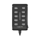 LogiLink černá / USB hub / 10x USB-A 2.0 / 480 Mb/s / napájecí adaptér (UA0125)