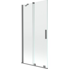 MEXEN/S - Velar dvoukřídlá posuvná vanová zástěna 95 x 150, transparent, grafit metal 896-095-000-01-95