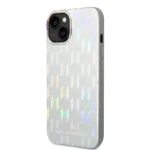 Pouzdro Karl Lagerfeld Iridescent Monogram iPhone 14 Plus stříbrné