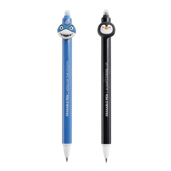 Miquelrius B2F - gumovatelné pero, žralok, tučňák, 2 ks, blistr, mix barev