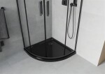 MEXEN/S - Rio čtvrtkruhový sprchový kout 70 x 70, transparent, černý + vanička se sifonem Flat, černý 863-070-070-70-00-4170B