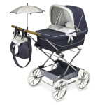 DeCuevas 82044 Skládací kočárek pro panenky REBORN se slunečníkem a doplňky VINTAGE 2023 - 90 cm