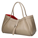 Luxusní kožená kabelka do ruky Valentina, tmavě béžová