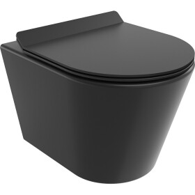 MEXEN/S - Rico Závěsná WC mísa Rimless Tornado včetně sedátka s slow slim, duroplast, černá mat 30720185T