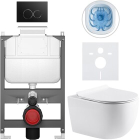 CERANO - Kompletní WC set Basic/Felci - bílá lesklá - WC tlačítko Dualo/Černá - ovládání shora - předstěnová instalace - 53x37 CER-8050BD86065