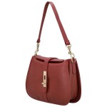 Módní dámská kožená kabelka na rameno Deimis, tmavě červená