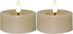 STAR TRADING Čajová LED svíčka Flamme Beige 7 cm – set 2 ks, béžová barva, plast, vosk