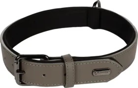 Flamingo Binti Kožený obojek s neoprenem šedá XXL (FLA-519254)