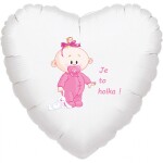 Balónek bílý fóliový srdíčko Je to holka! balonky.cz Balónek bílý fóliový srdíčko Je to holka! balonky.cz