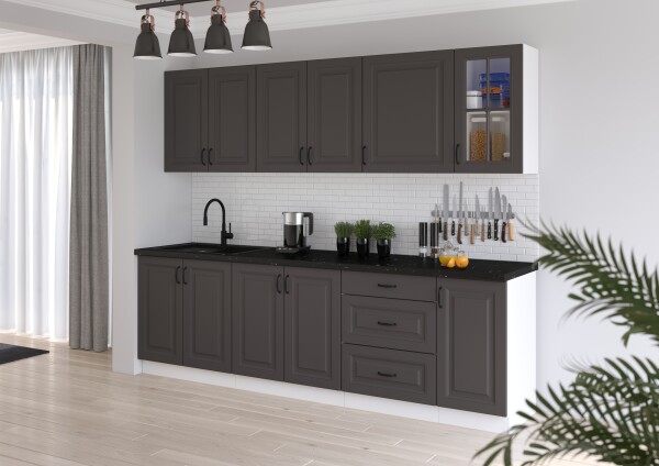 Kuchyňská linka 260 cm Stilo 3 - Bílá + Grafit