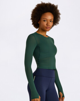 Tričko Organic Basics Active Mesh Long Sleeve Tee Deep Forest