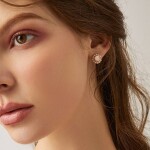 Náušnice s perlou a opálem Christelle - růžový opál, Zlatá