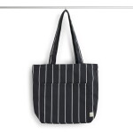 HAY Taška Tote Outdoor Market M Black / Beige stripe, černá barva, textil