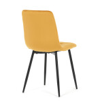 Židle jídelní, žlutá sametová látka, nohy černý kov