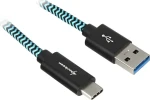 Sharkoon Alu Braid černá, světle modrá / Nabíjecí a datový kabel / USB-A - USB-C / USB 3.2 Gen 2 10Gb/s / 0,5 m (4044951027118)