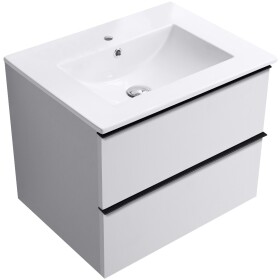 CERANO - Koupelnová skříňka Velora - bílá matná, úchytka černá + keramické umyvadlo Todo - 71x55x46,5 CER-664855