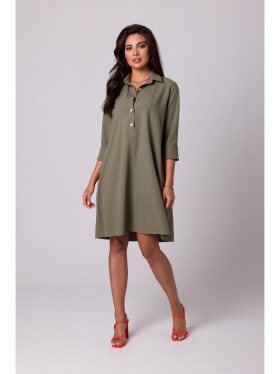 Dámské rozšířené košilové šaty B257 olivové - BEwear L