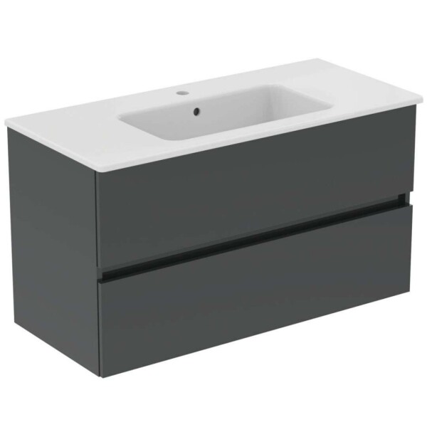 IDEAL STANDARD - Eurovit+ Skříňka s umyvadlem, 55x100x44 cm, 2 zásuvky, tmavě šedá R0575TI