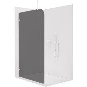 CERANO Sprchová zástěna Walk-in Orbis Top Round L/P - 8 mm - kulatá vzpěra - bílá matná, grafitové sklo - 130x200 cm