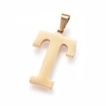 Sada přívěsku a náušnic z nerezové oceli - písmeno - zlatá - 20 ~ 23 mm x 13 ~ 19 mm - 1 ks Písmena: E