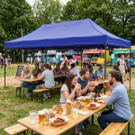 Samorozkládací párty stan se stěnami v různých barvách 3 x 6 m modrá