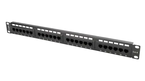 Lanberg černý / Patch panel / 24 portů / RJ-45 / CAT6 / UTP / 1U / 19" (PPU6-1024-B)